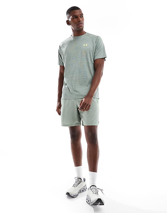 Asos Under Armour Launch 7 Inch Shorts In Green