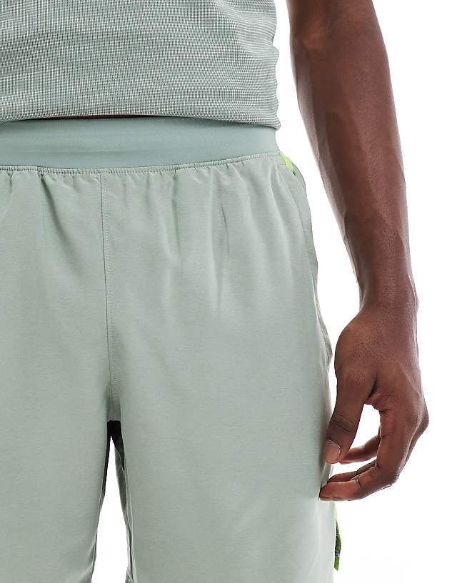 Asos Under Armour Launch 7 Inch Shorts In Green
