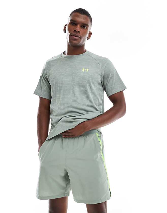 asos Under Armour Launch 7 inch shorts in green