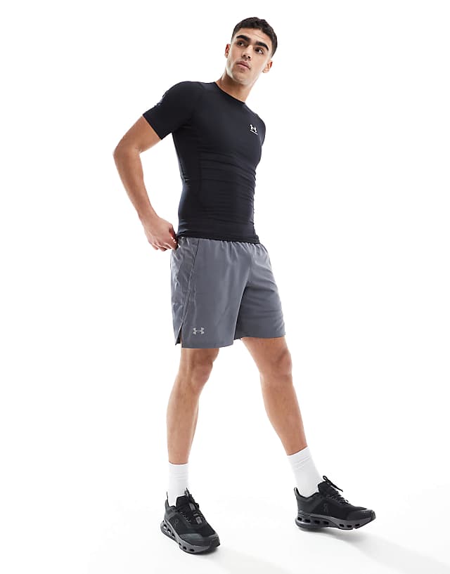Asos Under Armour Launch 7 Inch Shorts In Grey