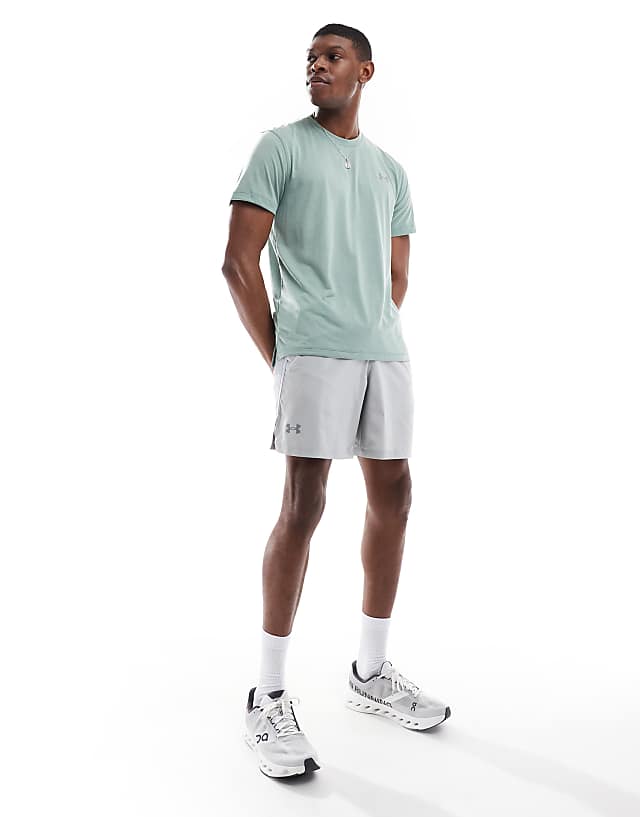 Asos Under Armour Launch 7 Inch Shorts In Grey