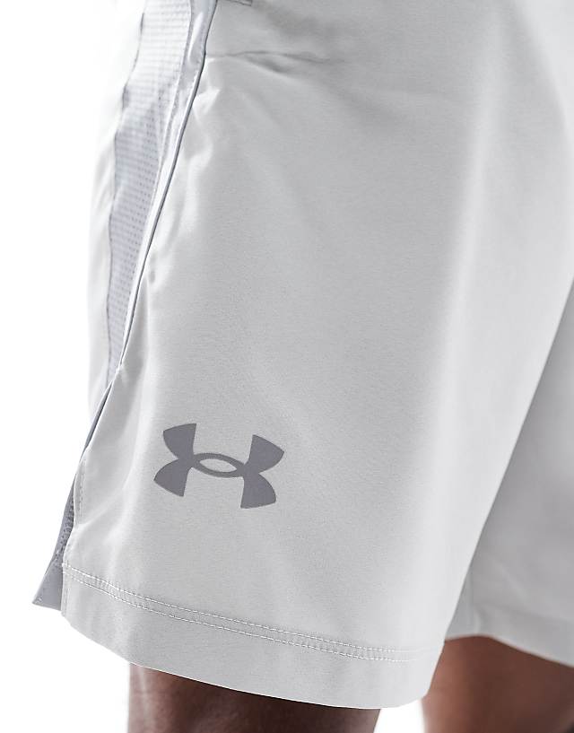 Asos Under Armour Launch 7 Inch Shorts In Grey
