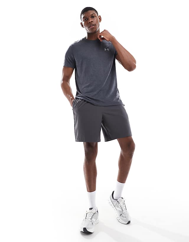 Asos Under Armour Launch Camo T-shirt In Grey