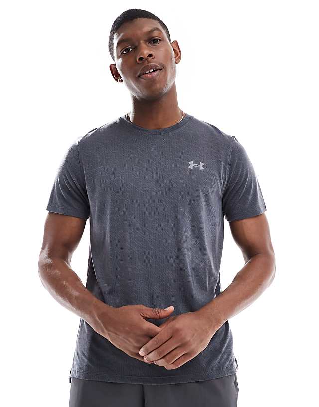 Asos Under Armour Launch Camo T-shirt In Grey