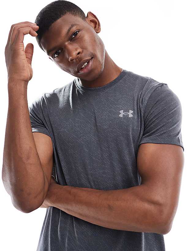 asos Under Armour Launch camo t-shirt in grey