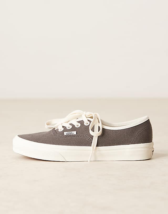 Asos Vans Authentic Linen Trainers In Dark Brown