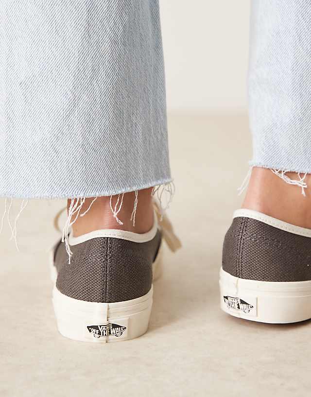 Asos Vans Authentic Linen Trainers In Dark Brown