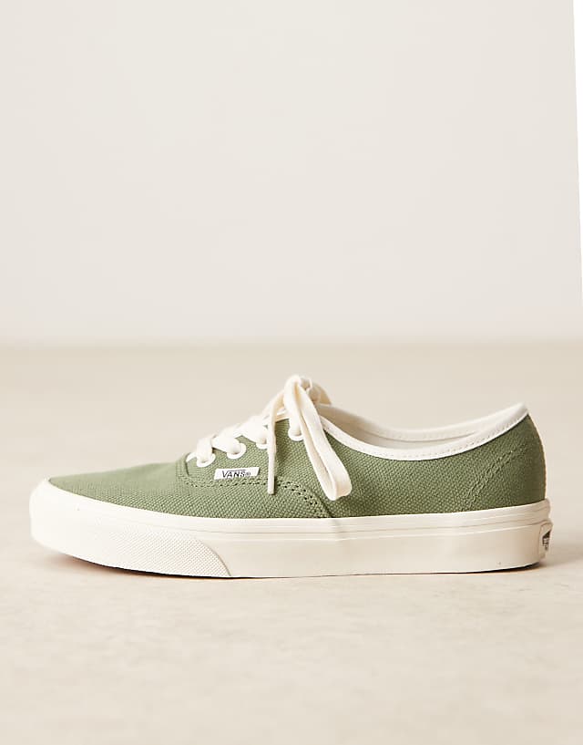 Asos Vans Authentic Linen Trainers In Green