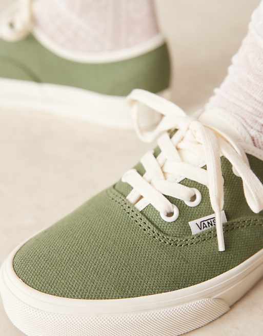 Asos Vans Authentic Linen Trainers In Green