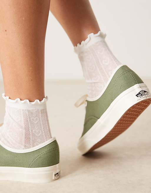 Asos Vans Authentic Linen Trainers In Green