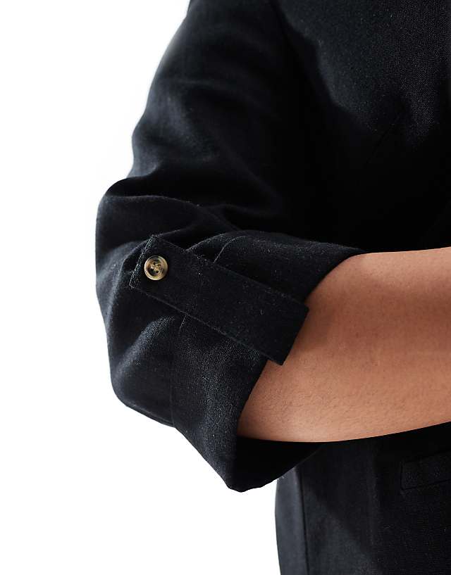 Asos Vero Moda Curve Linen Touch Blazer In Black