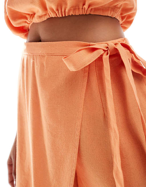 Asos Vero Moda Linen Blend Skort Co-ord In Orange