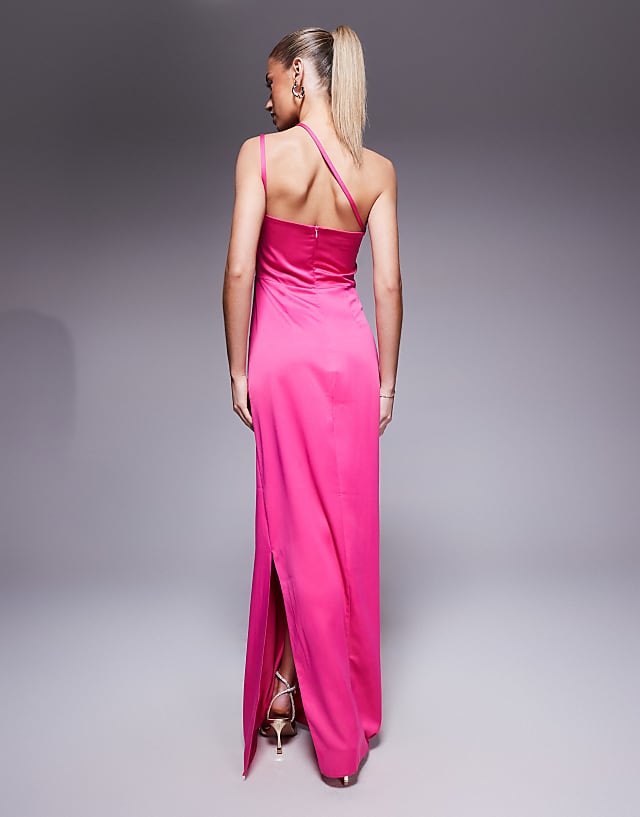 Asos Vesper Bandeau Maxi Dress With Pleats In Pink
