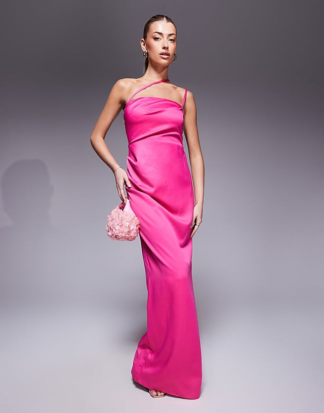 asos Vesper bandeau maxi dress with pleats in pink