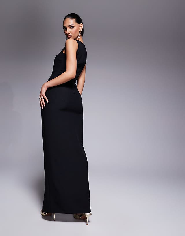 Asos Vesper Polly Maxi Dress In Black
