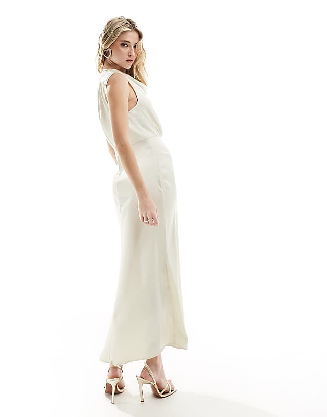 Asos Vila Bridal Cowl Neck Maxi Dress In Cream