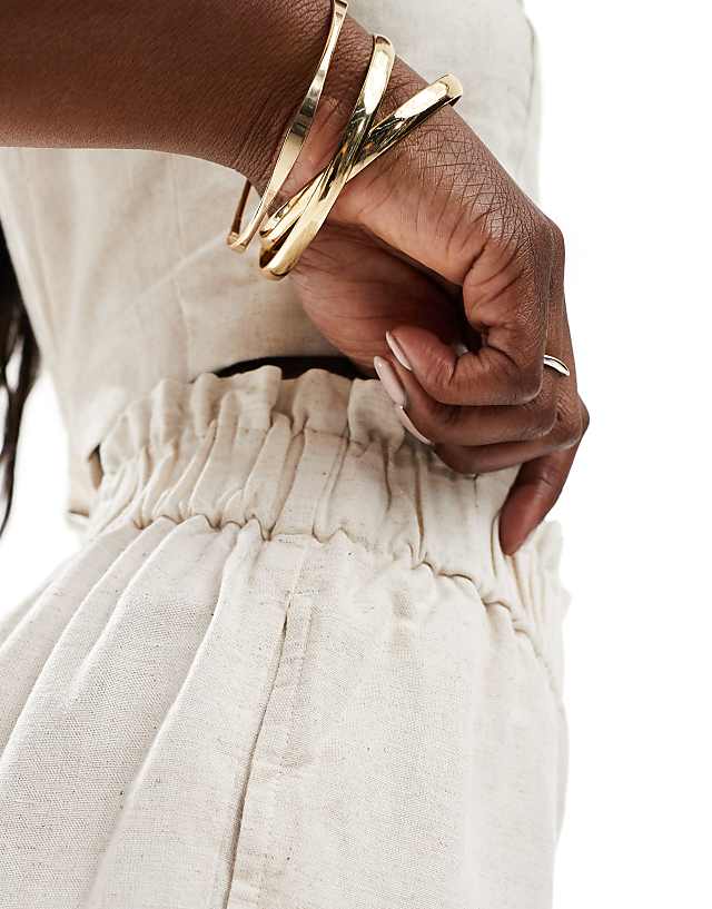 Asos Vila Linen Blend Shorts In Oatmeal