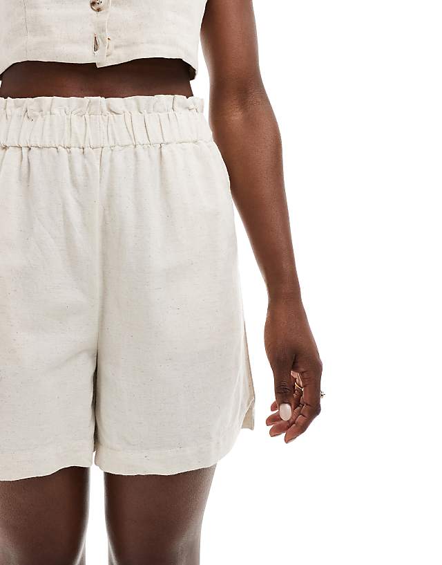 Asos Vila Linen Blend Shorts In Oatmeal