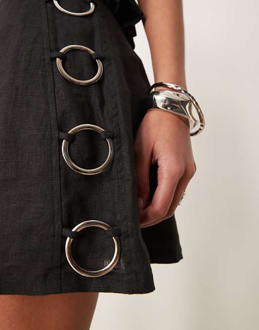 Asos VRG GRL Discoteca Linen Mini Skirt In Black