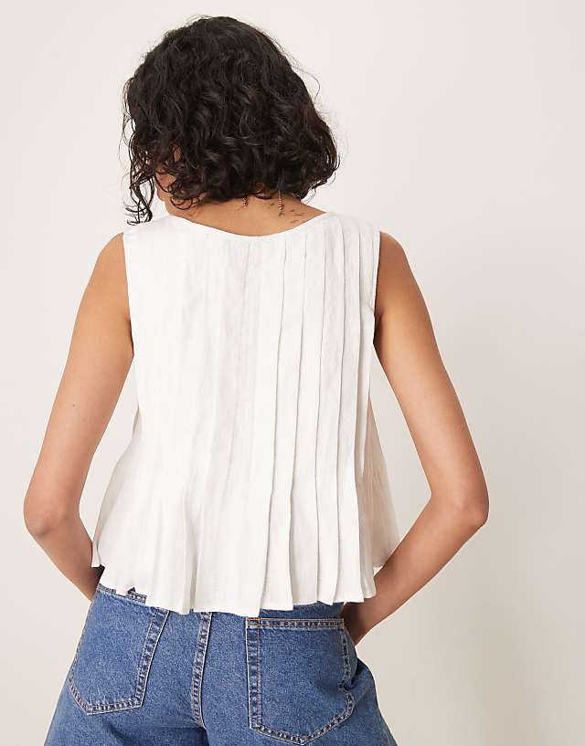 Asos VRG GRL Valeria Tie Front Linen Top In White