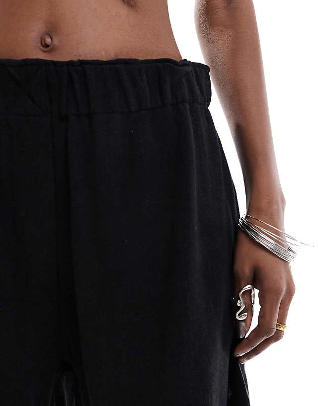 Asos Weekday Ava Co-ord Linen Mix Shorts In Black