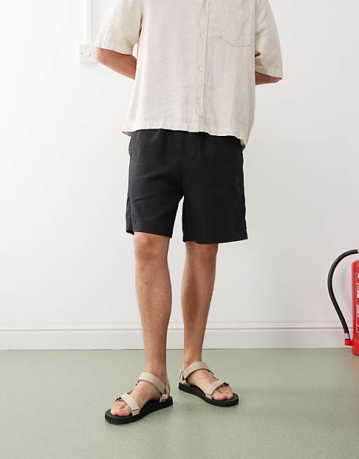 Asos Weekday Linen Shorts In Black