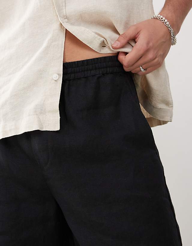 Asos Weekday Linen Shorts In Black