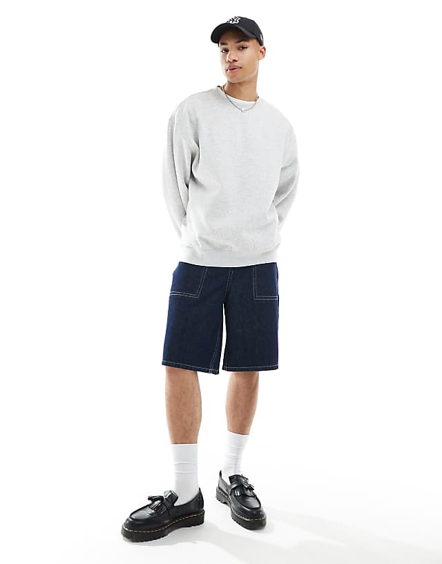 Asos Weekday Oversized Sweatshirt In Grey Melange