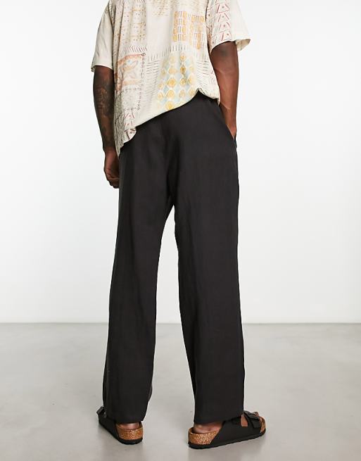 Asos Weekday Seth Linen Trousers In Black