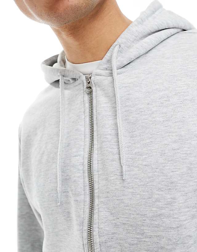Asos Weekday Standard Zip Hoodie In Grey
