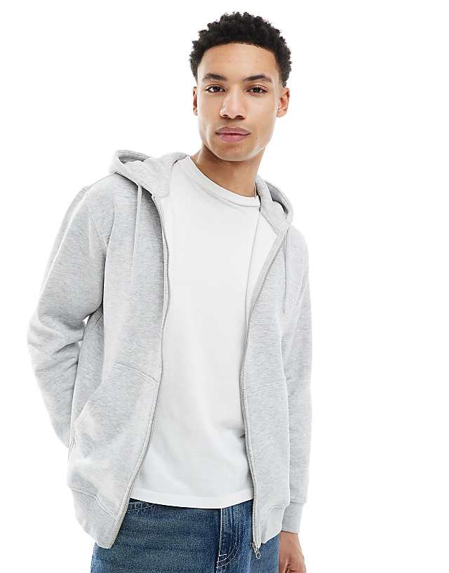 asos Weekday standard zip hoodie in grey