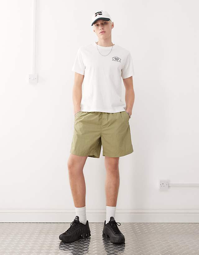 Asos Weekday Swim Shorts In Khaki