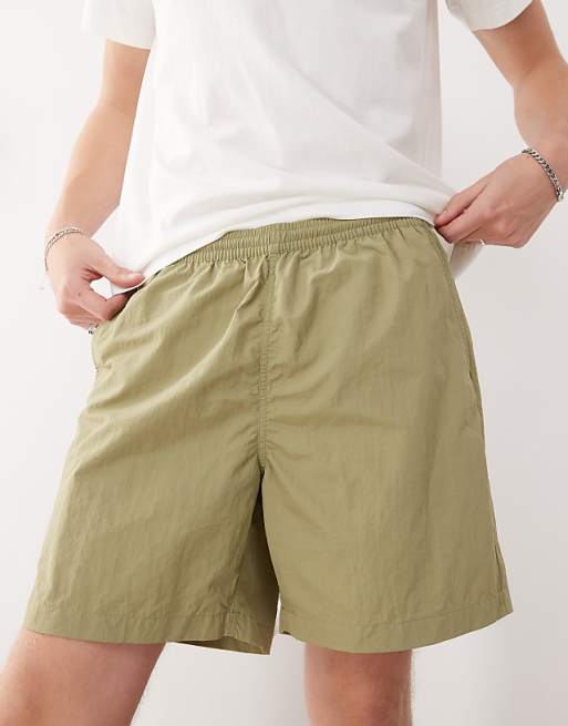 Asos Weekday Swim Shorts In Khaki