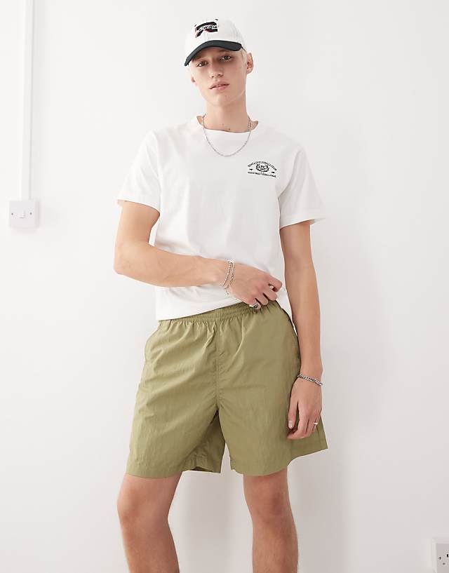 asos Weekday swim shorts in khaki