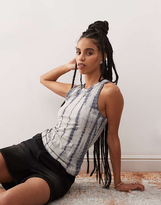 asos Weekday tank top in black tie dye