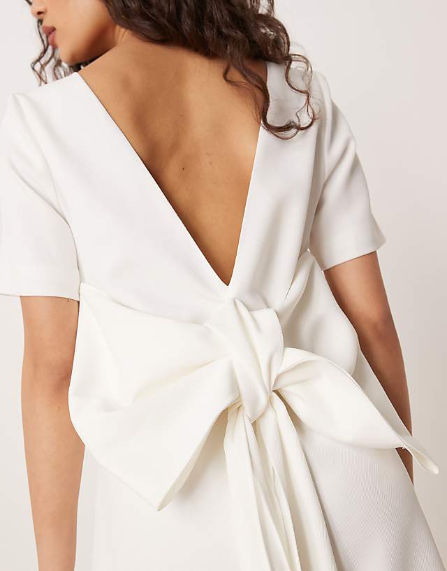 Asos YAS Bow Back Statement Mini Dress In White