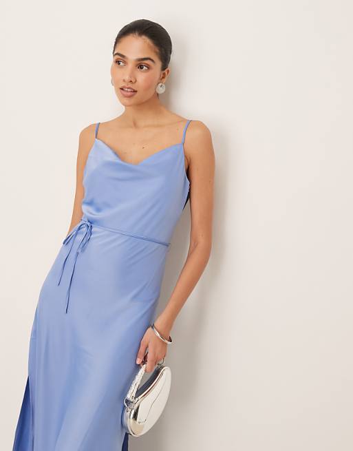 Asos YAS Satin Cami Midi Dress In Light Blue