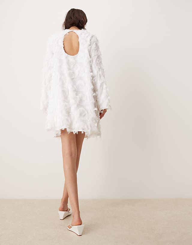 Asos YAS Textured Long Sleeve Mini Dress In White