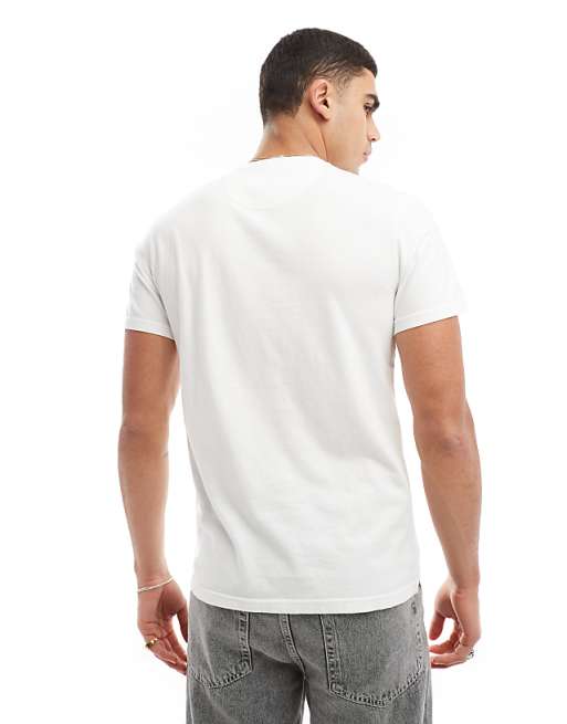 Asos Barbour Ancroft Collegiate Tartan Logo T-shirt In White