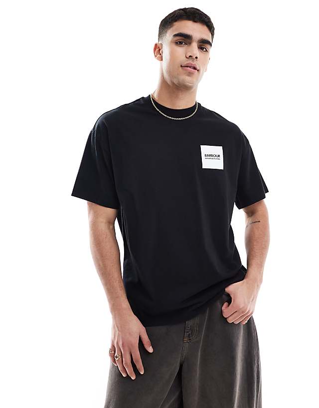 Asos Barbour International Backprint Oversized T-shirt In Black