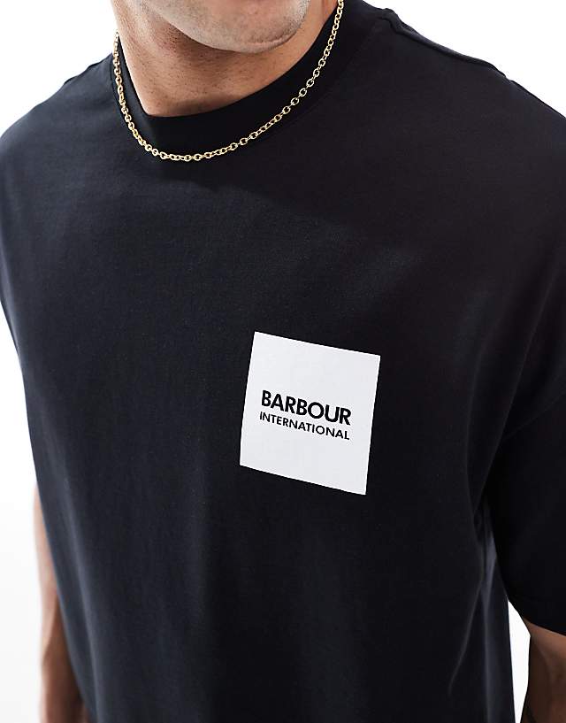 Asos Barbour International Backprint Oversized T-shirt In Black