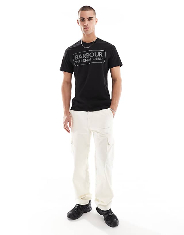Asos Barbour International Essential Large Logo T-shirt In Black
