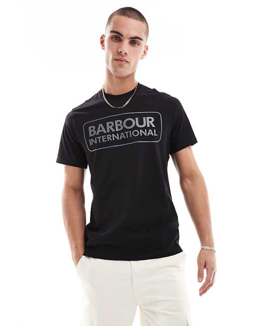 Asos Barbour International Essential Large Logo T-shirt In Black