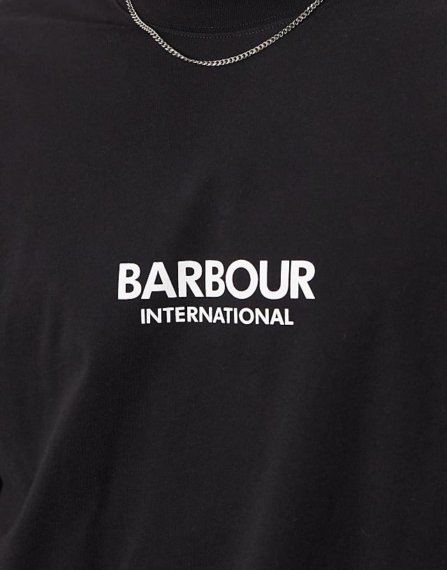 Asos Barbour International Long Sleeve Mapped Print Os T-shirt In Black
