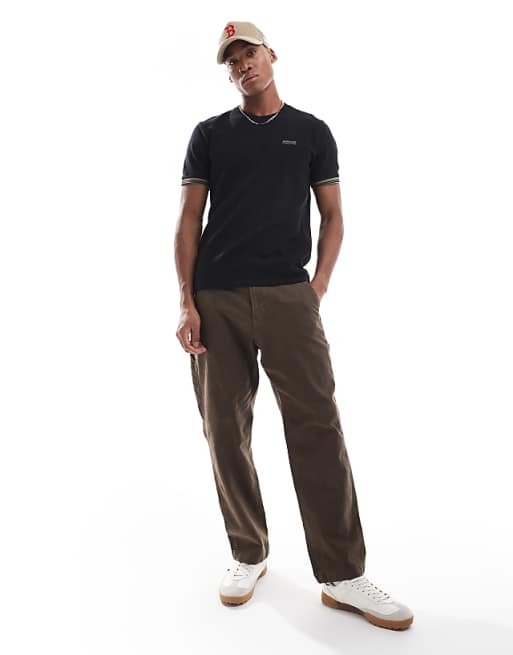 Asos Barbour International Spencer Textured Tipped T-shirt In Black