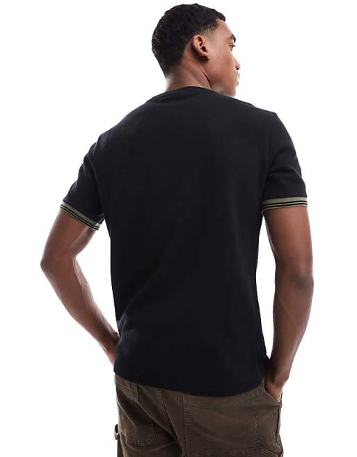 Asos Barbour International Spencer Textured Tipped T-shirt In Black