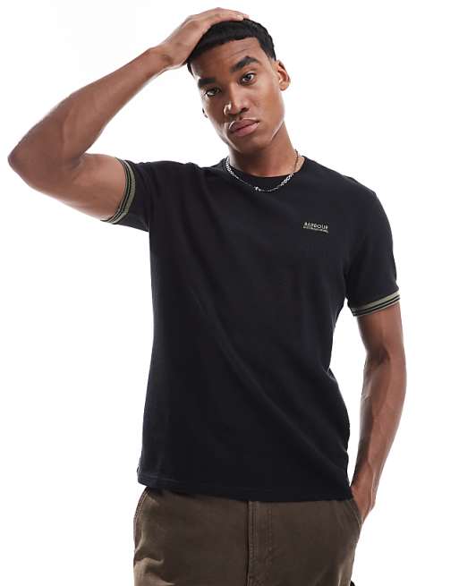 asos Barbour International Spencer textured tipped t-shirt in black