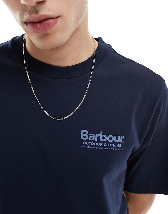 Asos Barbour Thornley Relaxed Back Graphic T-shirt In Navy