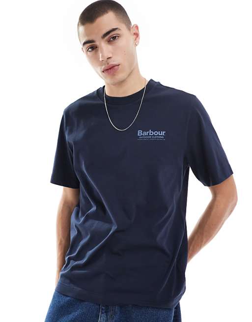 Asos Barbour Thornley Relaxed Back Graphic T-shirt In Navy