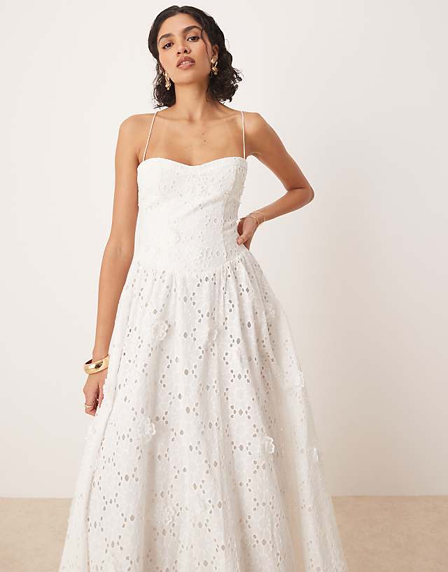 asos Bardot Estie broderie maxi dress in orchid white